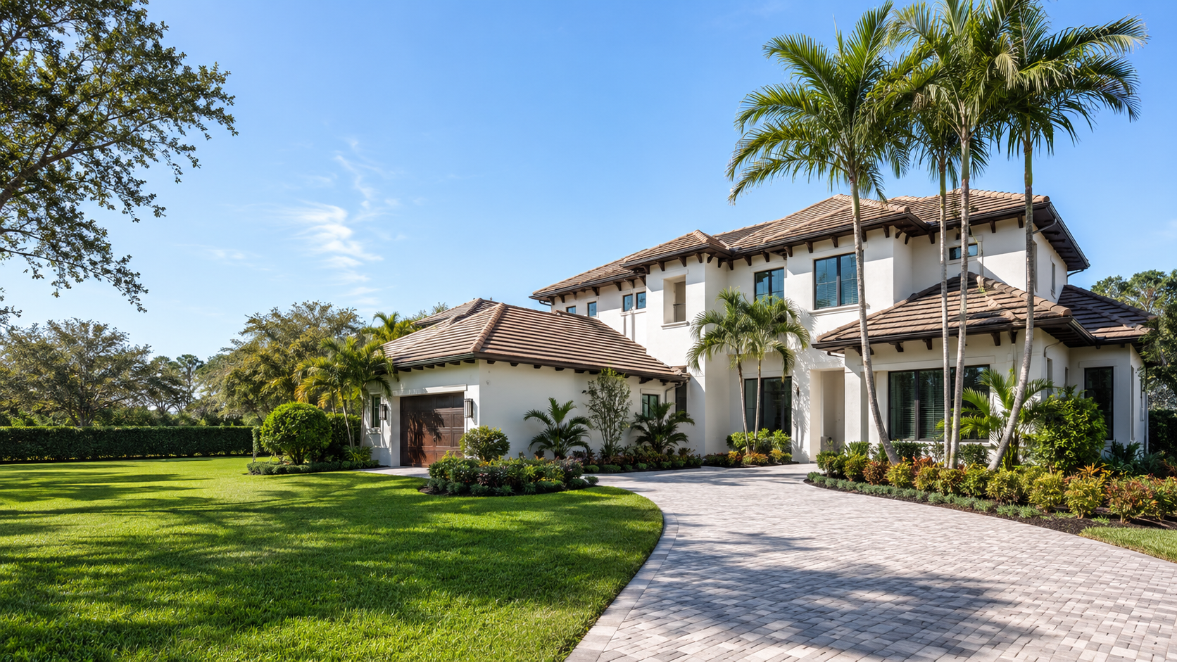 Elegant contemporary South Florida home with manicured landscaping in Coconut Creek